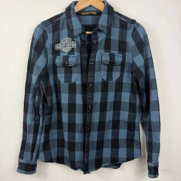 Harley-Davidson Black and Blue Checkered Shirt - Picture 2 of 10